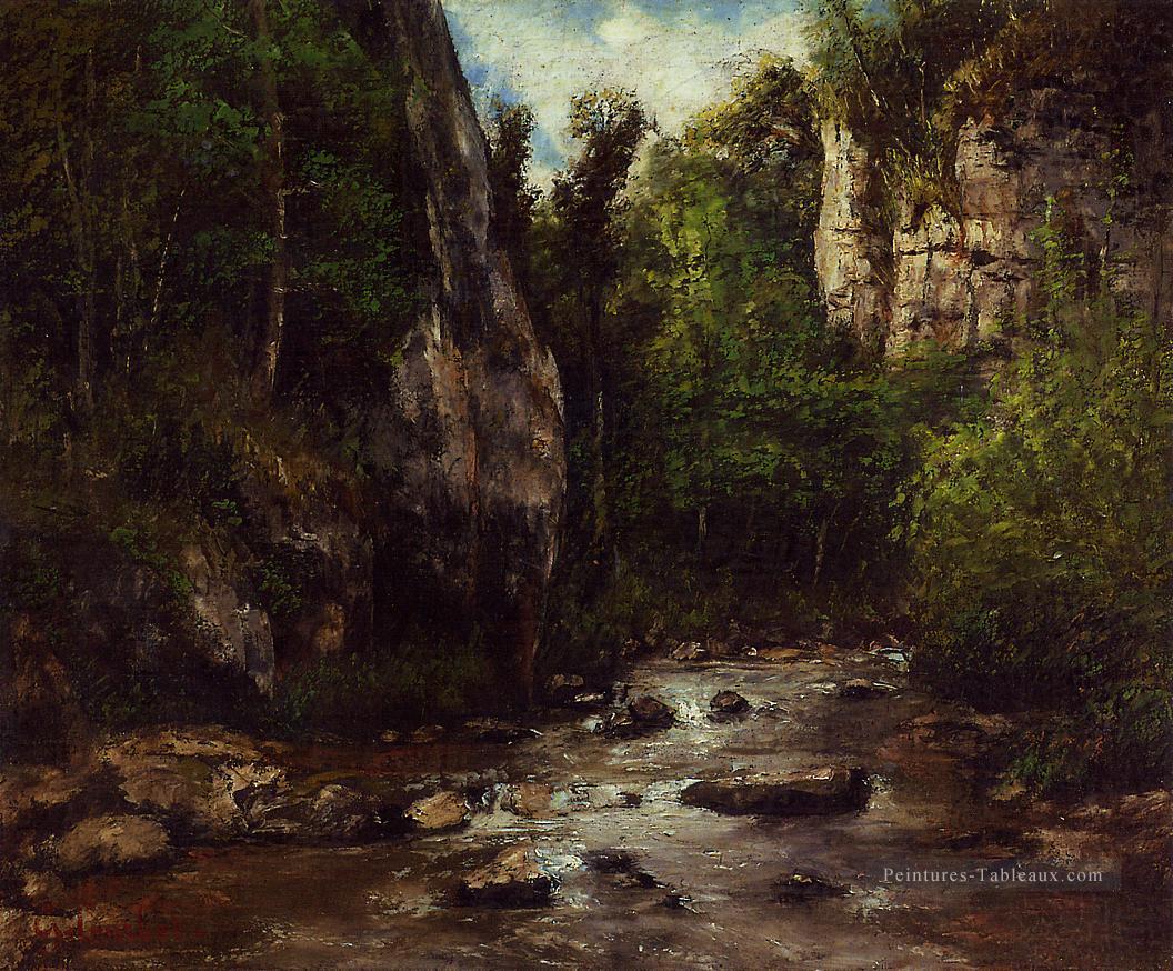Paysage près de Puit Noir près d’Ornans réalisme Gustave Courbet Forêt Peintures à l'huile